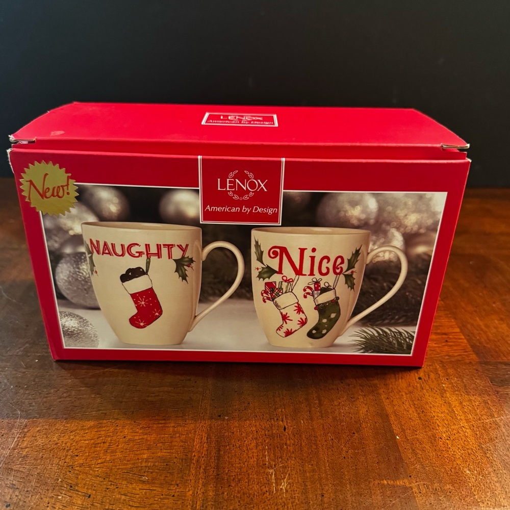 Lenox China Home for the Holidays Naughty Nice Coffee Tea Cups New